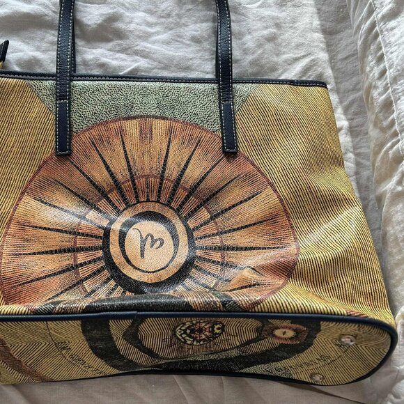 Gattinoni Navy Planetarium Faux-Leather Zip Top & Leopard Lining Purse – US OS - Picture 12 of 12